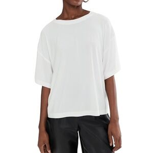 NORMA KAMALI SHORT SLEEVE BOXY - BASIC T-SHIRT - SNOW WHITE Casual Top Medium 38